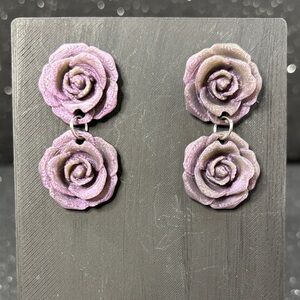 Purple and Gold Color Shift Flower Earrings